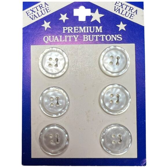 Vintage Clear Pearlescent Buttons 70s Premium Quality Set 6 Piece - Picture 6 of 7